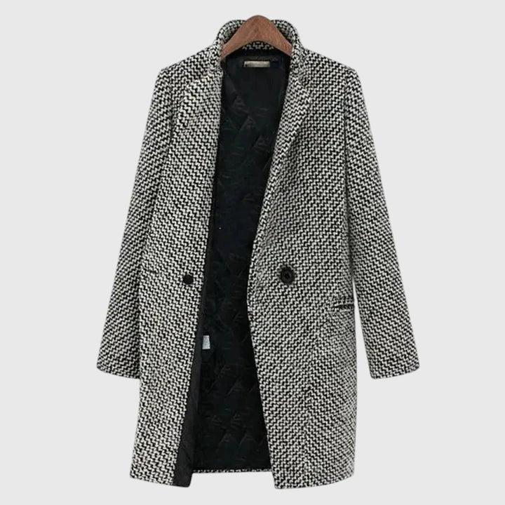 Emma & Rose Cape Town Madisynrae long coat in grey, comfortable women's outerwear, displayed on a hanger.