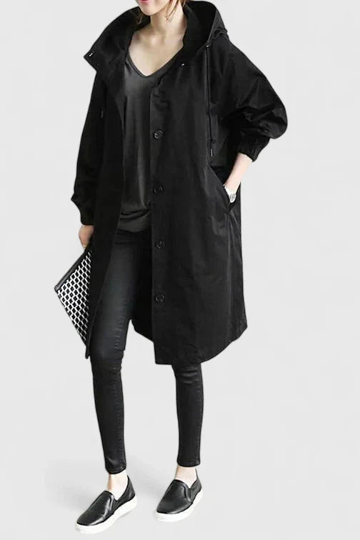 Light grey Iva™ comfortable coat by Emma & Rose Cape Town, featuring a soft, cozy fabric and tailored fit.
