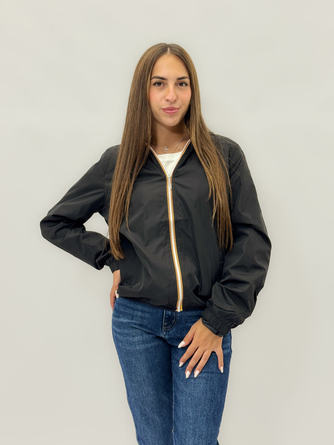 Emma & Rose Cape Town Zandri windproof double-faced jacket in black, stylish and warm with a tailored fit.