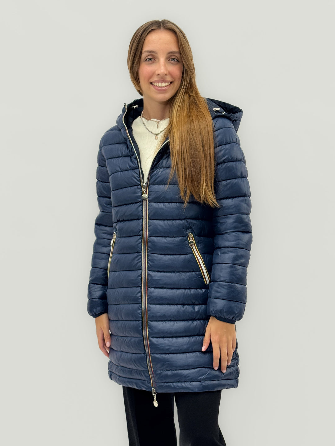 Emma & Rose Cape Town Carien™ reversible double face coat in black, showing the stylish, double-sided design and tailored fit.