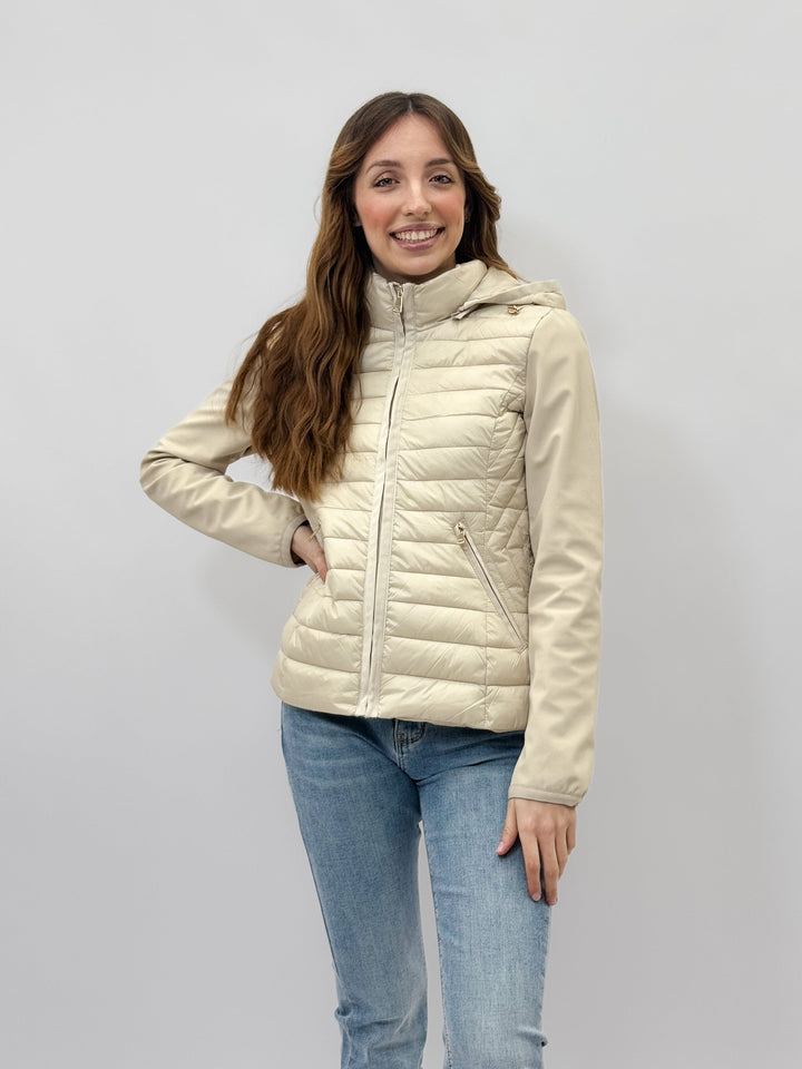 Light blue Lara™ ultra-lightweight puffer jacket from Emma & Rose Cape Town, featuring detailed stitching and cozy design.