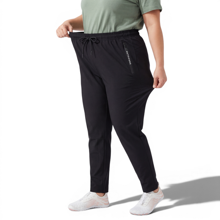 Black Outdoor™ Quickdry Stretch Glide Pants by Emma & Rose Cape Town with elastic waistband and outdoor-ready design.