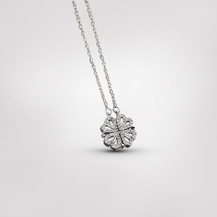 Gold Johanna Four-Leaf Clover Necklace by Emma & Rose Cape Town showing a delicate four-leaf clover pendant on a chain
