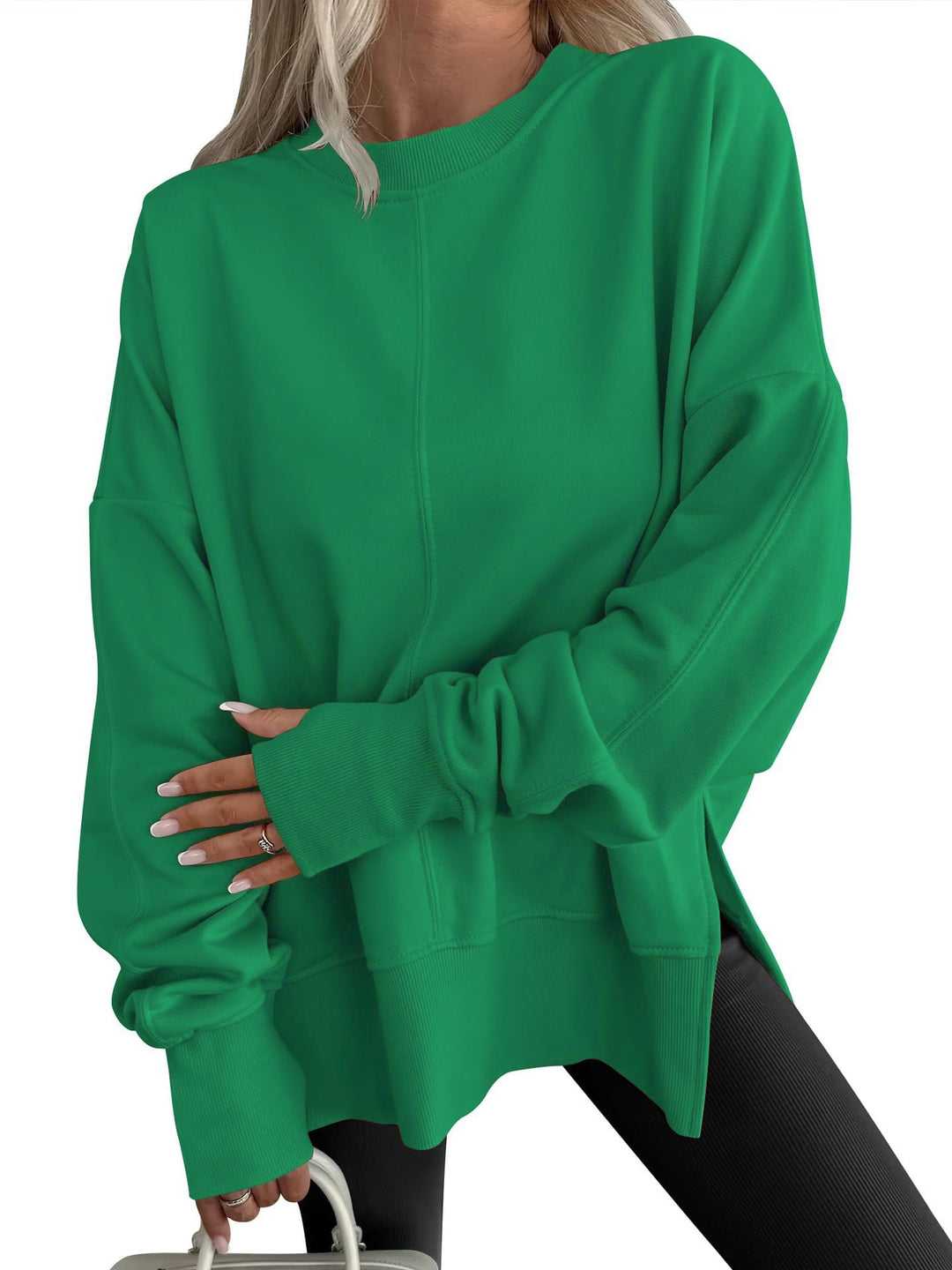 Gray Gwen™ oversized long sleeve sweatshirt by Emma & Rose Cape Town, soft fabric with relaxed fit and casual style.