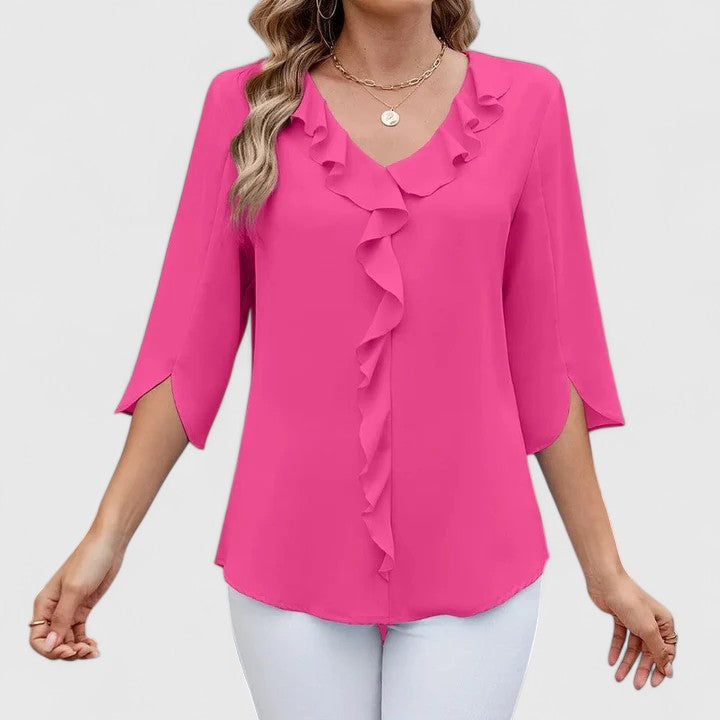 Green Debby™ elegant blouse from Emma & Rose Cape Town, featuring a stylish, sophisticated design and lightweight fabric.
