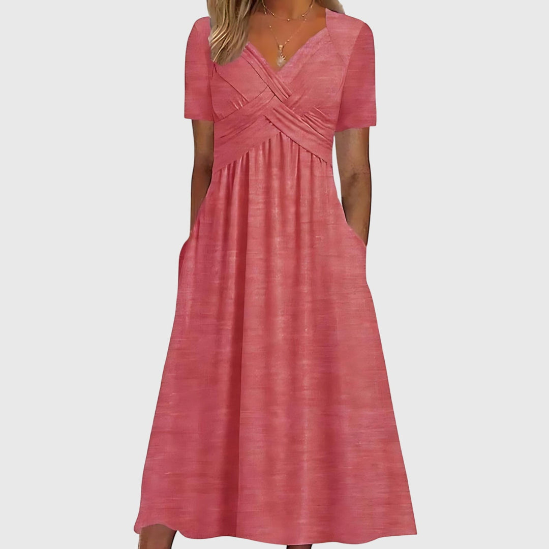 Emma & Rose Cape Town Viola midi dress with tummy control, in green, featuring a fitted silhouette and elegant design.