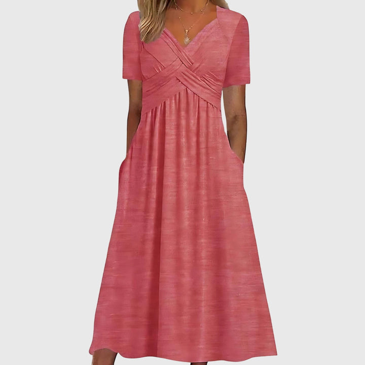 Emma & Rose Cape Town Viola midi dress with tummy control, in green, featuring a fitted silhouette and elegant design.