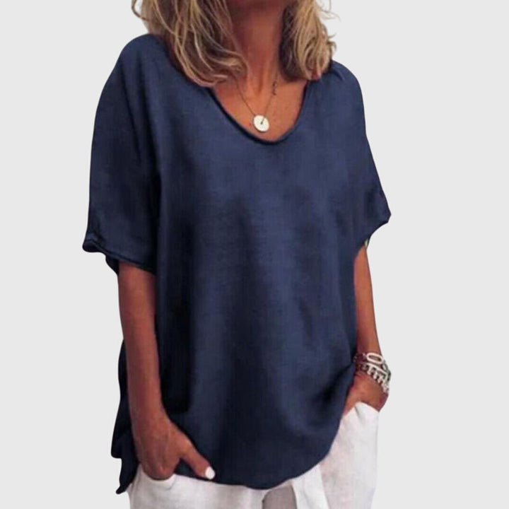 Emma & Rose Cape Town Annabelle™ elegant loose top in grey, lightweight and flowy with a relaxed fit, stylish for casual wear.