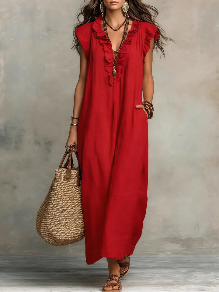 Camelia™ Long Bohemian Dress by Emma & Rose Cape Town, flowing floral dress with boho style and lightweight fabric.