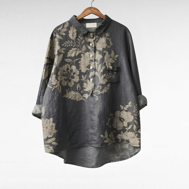 Emma & Rose Cape Town Chiara™ elegant floral print blouse with long sleeves and a stylish, feminine design.