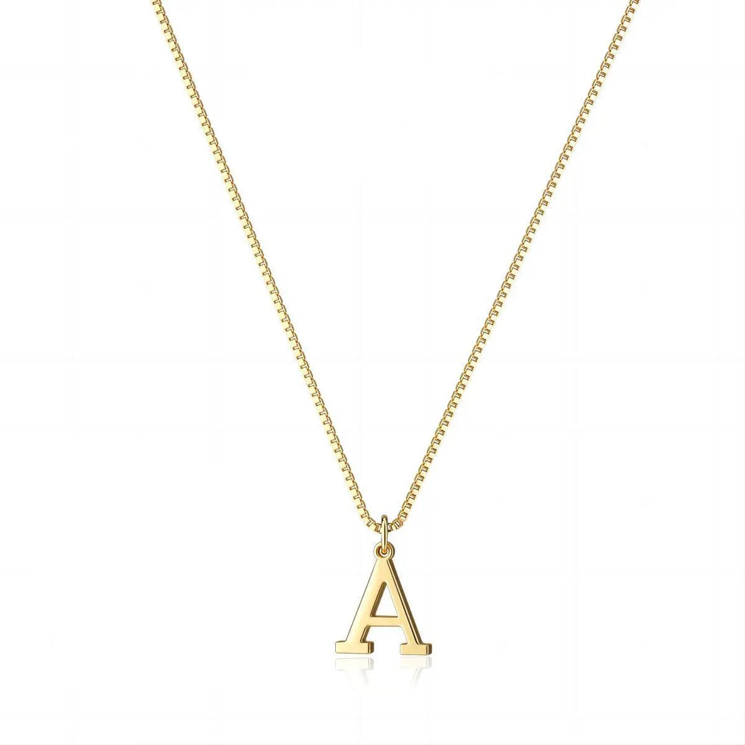 Emma & Rose Cape Town Enzhalynne™ initials necklace in 18k gold, close-up of delicate gold chain with personalized initials pendant.