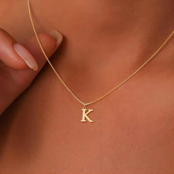 Emma & Rose Cape Town Enzhalynne™ 18k Gold initial necklace with personalized initials on elegant chain.