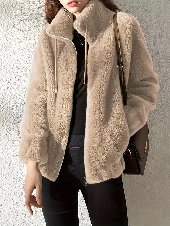 Emma & Rose Cape Town Solai™ comfortable khaki jacket, stylish and cozy outerwear for women.