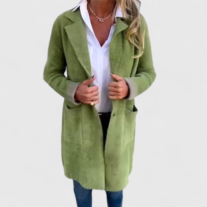 Sophryell™ elegant green blazer by Emma & Rose Cape Town, tailored fit, stylish formal outerwear for women.