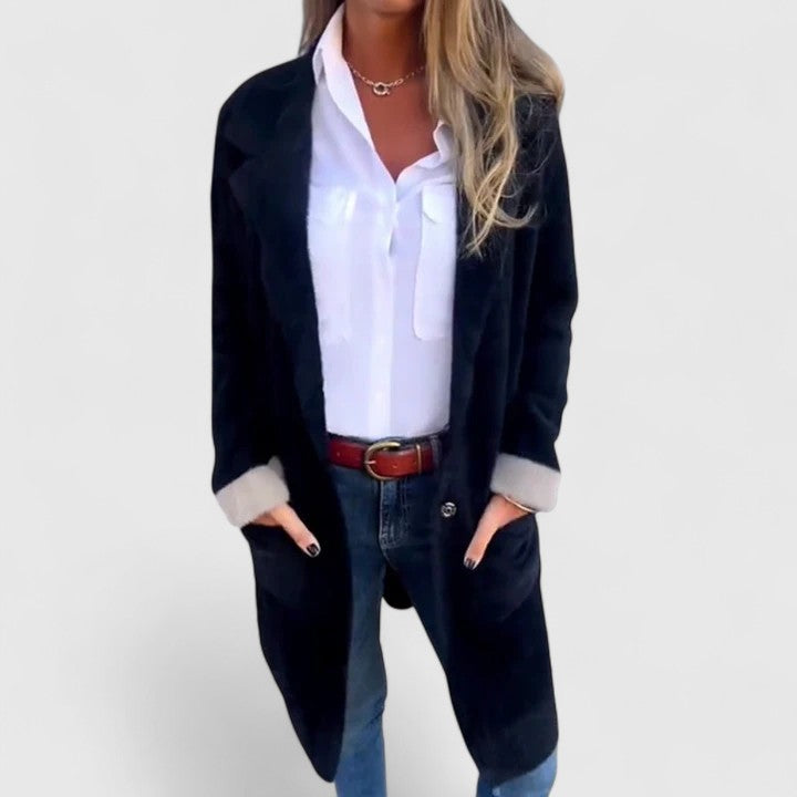 Sophryell™ Elegant Blazer by Emma & Rose Cape Town in green, stylish tailored jacket with lapels and button details.