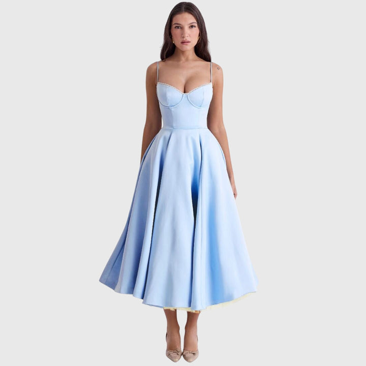 Emma & Rose Cape Town Jane™ elegant blue maxi dress, lightweight Kleid with flowing fabric and stylish design.