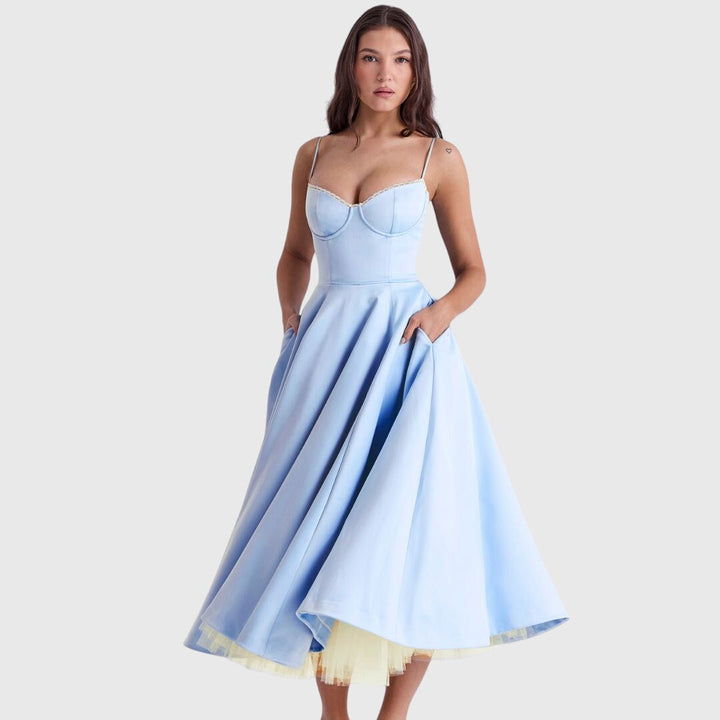 Blue Jane™ elegant maxi dress by Emma & Rose Cape Town, lightweight Kleid with flowing fabric and stylish design.