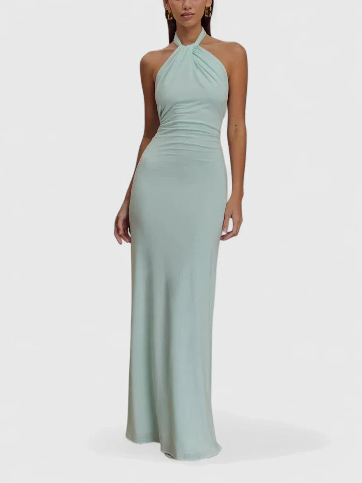 Emma & Rose Cape Town Anzhelia™ sophisticated maxi dress in lagoon color, flowing fabric, and elegant design.
