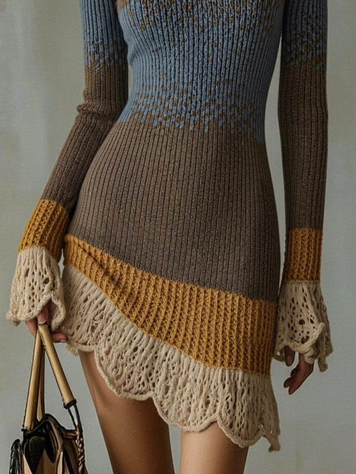 Kristine™ flowing multicolor long sleeve mini dress by Emma & Rose Cape Town, featuring vibrant colors and lightweight fabric.