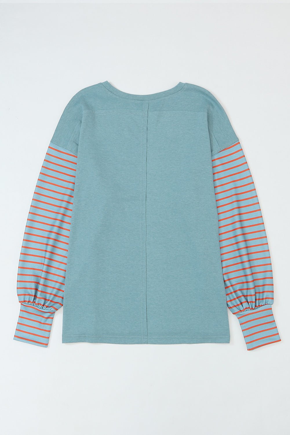 Green colorblock striped bishop sleeve long sleeve top with side slits by Emma & Rose Cape Town.