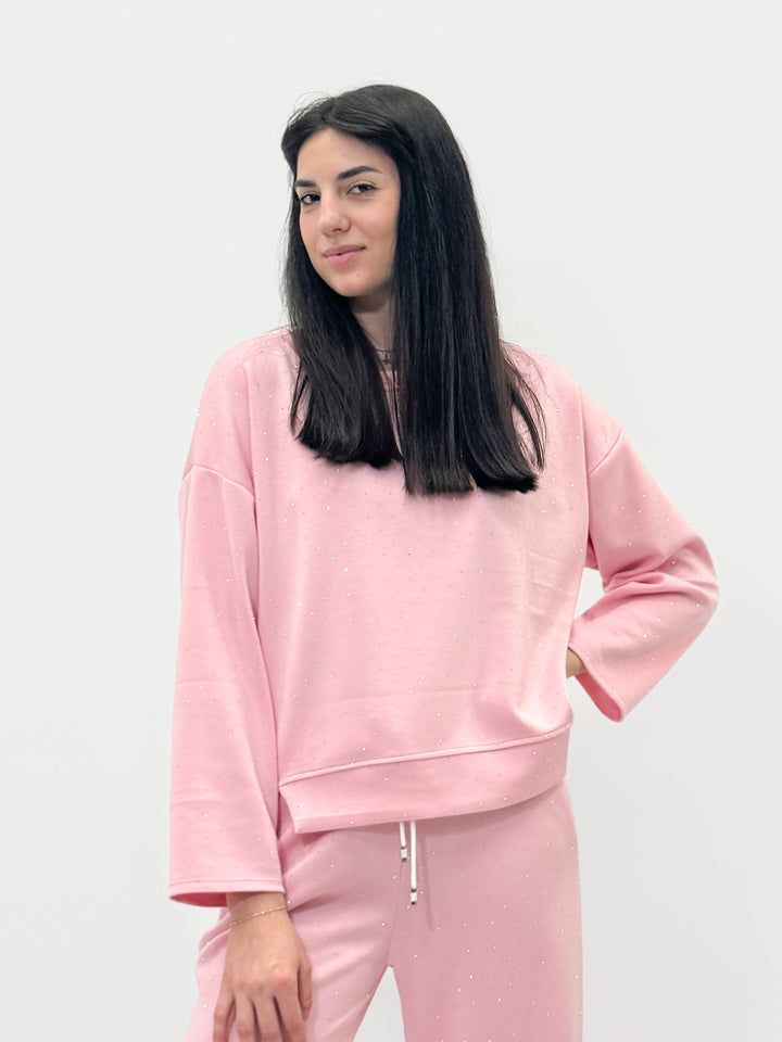 Beige Ilse™ sweatshirt by Emma & Rose Cape Town featuring micro glitter details, casual and stylish knitwear for women.