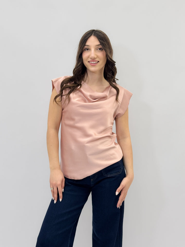 Black Francien™ maglieria top with a stylish neckline by Emma & Rose Cape Town, featuring a close-up of the garment's fabric and design.