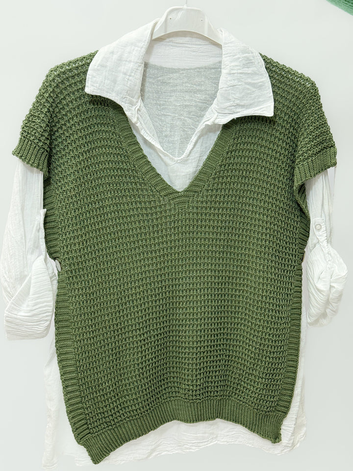 Blue Ladies™ oversized knitted gilet by Emma & Rose Cape Town, featuring a cozy, chunky knit design perfect for layering.