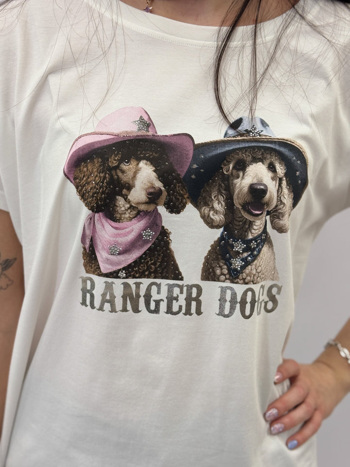 Emma & Rose Cape Town Greer comfortable fit T-shirt with printed bulldog design, showcasing soft maglieria fabric and casual style.
