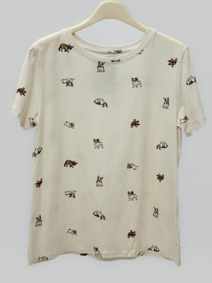 Emma & Rose Cape Town Helena printed T-shirt featuring a dachshund design, made of soft maglieria fabric.