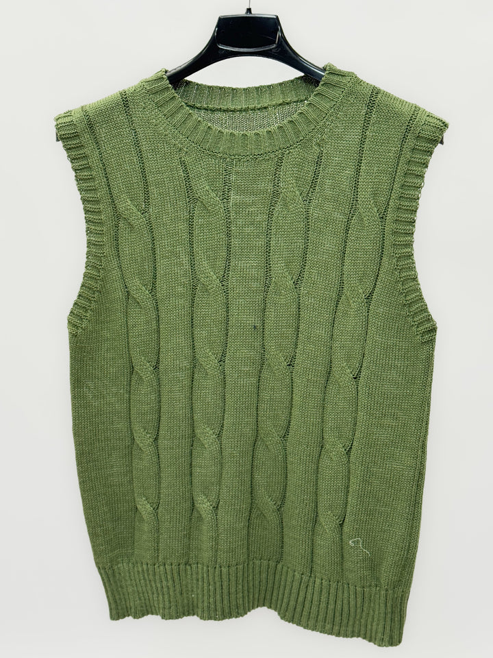 Light blue Isabel knitted waistcoat by Emma & Rose Cape Town, featuring a modern cut and stylish maglieria design.