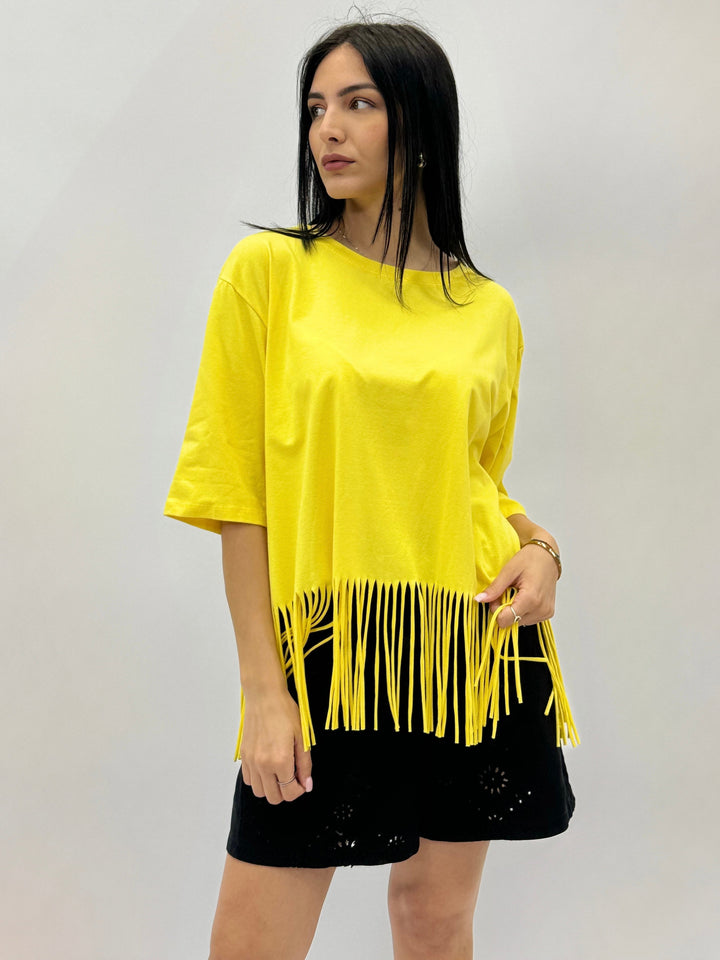 Light blue Plain™ T-shirt fringes by Emma & Rose Cape Town, casual maglieria with stylish fringe details.