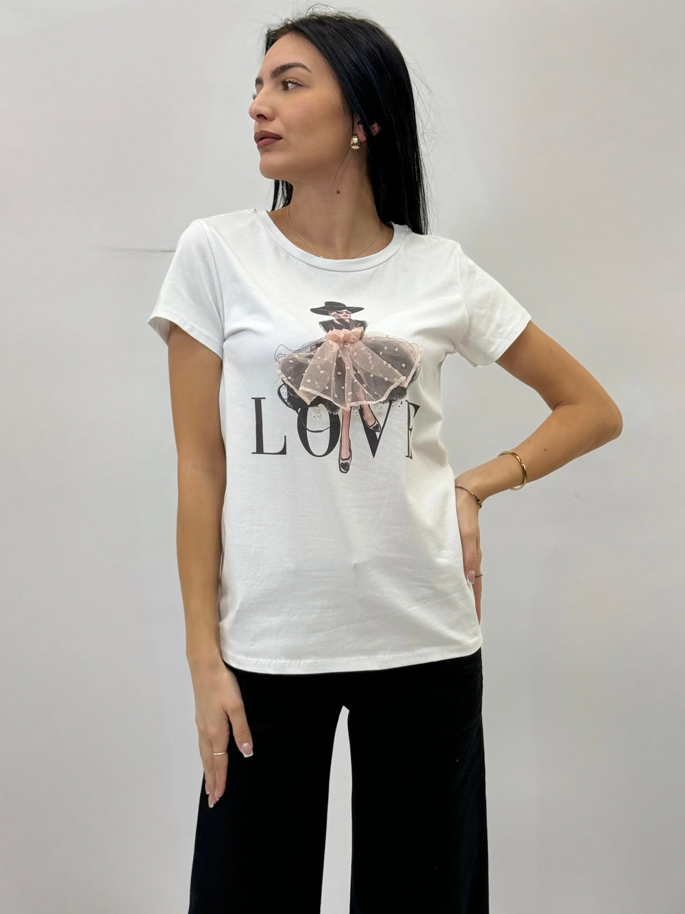Pink Elmarie™ T-shirt by Emma & Rose Cape Town featuring soft luxurious fabrics and a love print design.