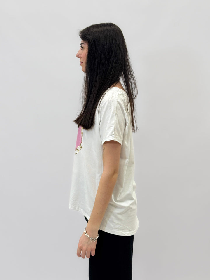 Pink Hester™ Comfortable Fit T-shirt by Emma & Rose Cape Town with stylish print, soft fabric, and casual fit for everyday wear.