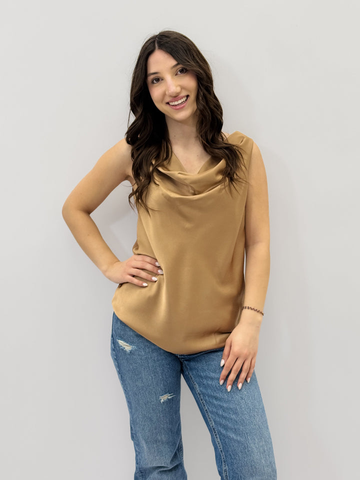 Pink Nadine™ maglieria top by Emma & Rose Cape Town with soft luxurious fabrics and a draped neckline.