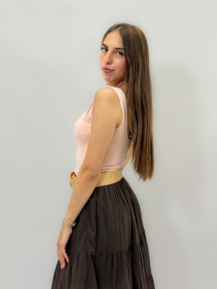 White Veronique™ sleeveless bodysuit by Emma & Rose Cape Town, showcasing a fitted maglieria design with smooth fabric.