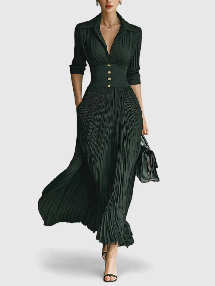 Black Sophyrahh™ elegant maxi dress by Emma & Rose Cape Town, showcasing flowing fabric and sophisticated style.