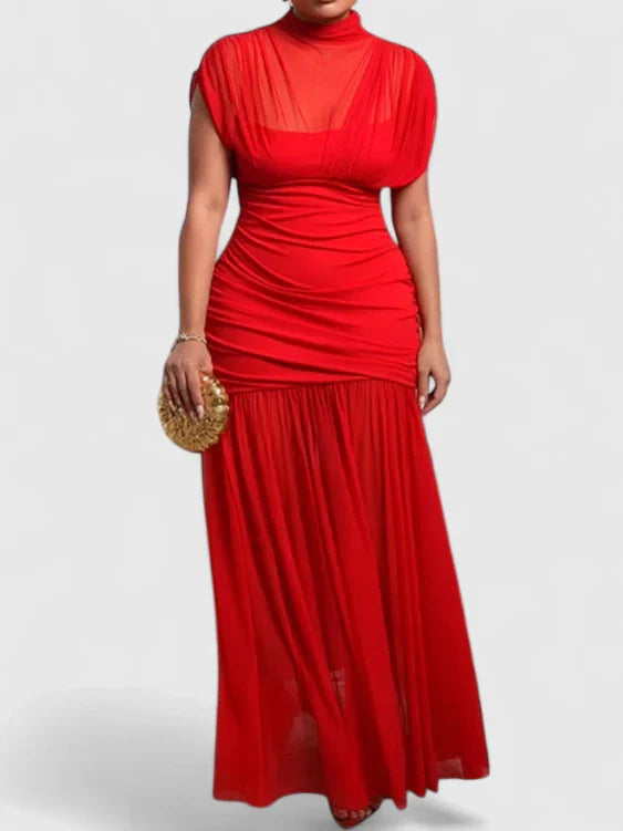 Brown Elyzhera™ maxi dress by Emma & Rose Cape Town, elegant and flowing with a fitted bodice and full-length skirt.