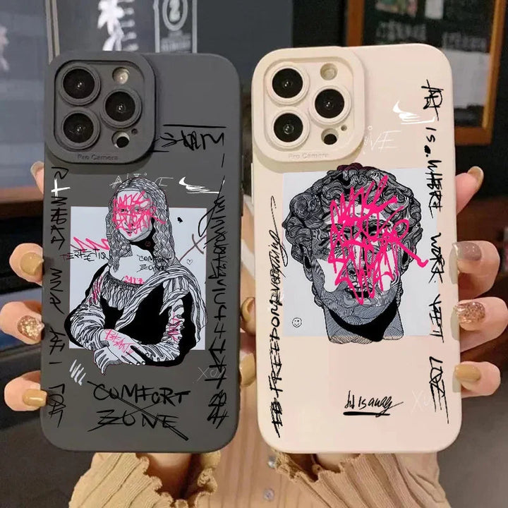 Black Vandalis iPhone case by Emma & Rose Cape Town featuring a Mona Lisa design for iPhone XS Max.
