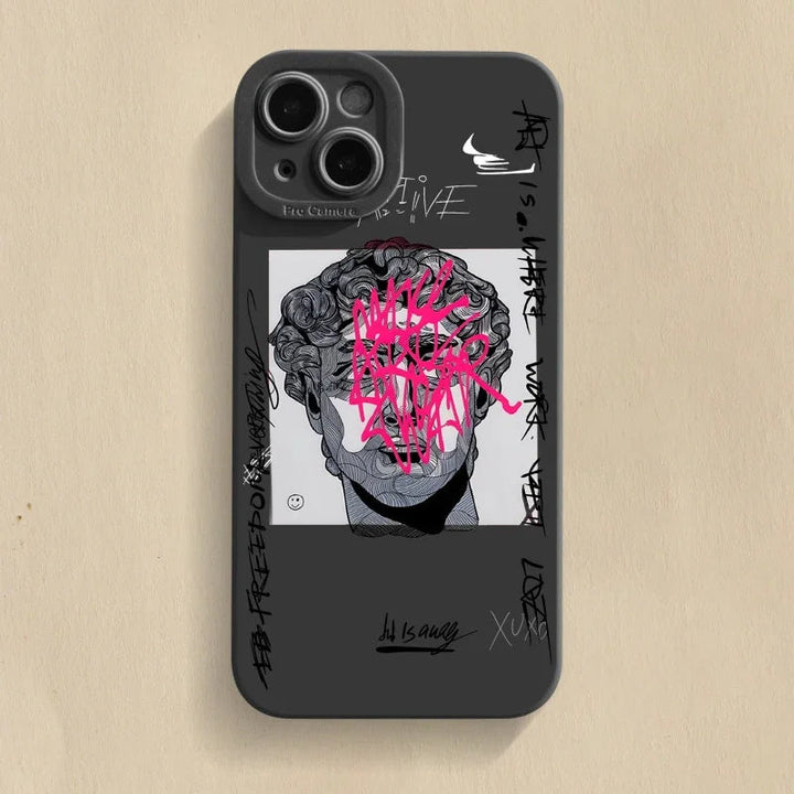 Black Vandalis iPhone XS Max case by Emma & Rose Cape Town featuring a Mona Lisa design for men's accessories.
