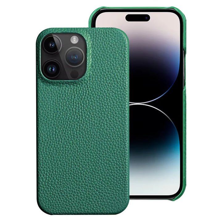 Orange leather iPhone 17 Pro Max case from Emma & Rose Cape Town, designed as a stylish men's accessory.