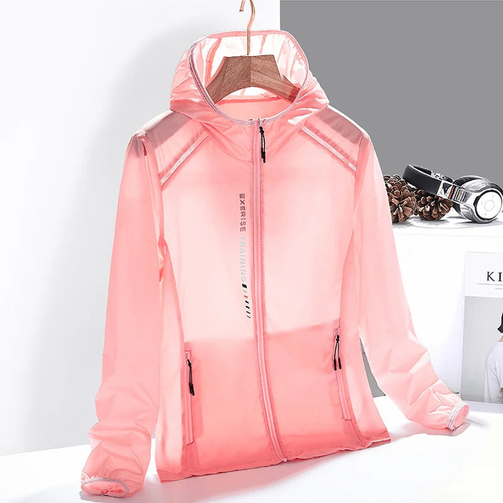 Men’s Breeze Green Gabriëlle lightweight water-repellent windbreaker from Emma & Rose Cape Town, shown on a model.