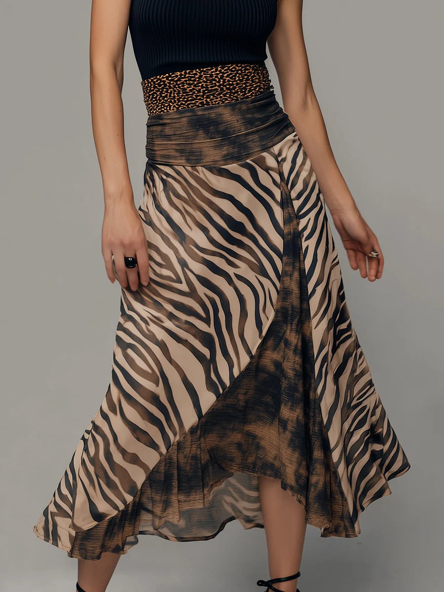 Black Maya™ Patchwork Sleeveless Midi Dress by Emma & Rose Cape Town, showcasing a stylish sleeveless design with patchwork details.