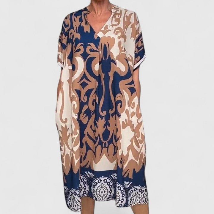 Multi-colored Carvyna™ comfortable dress by Emma & Rose Cape Town, featuring a relaxed fit and vibrant fabric design.