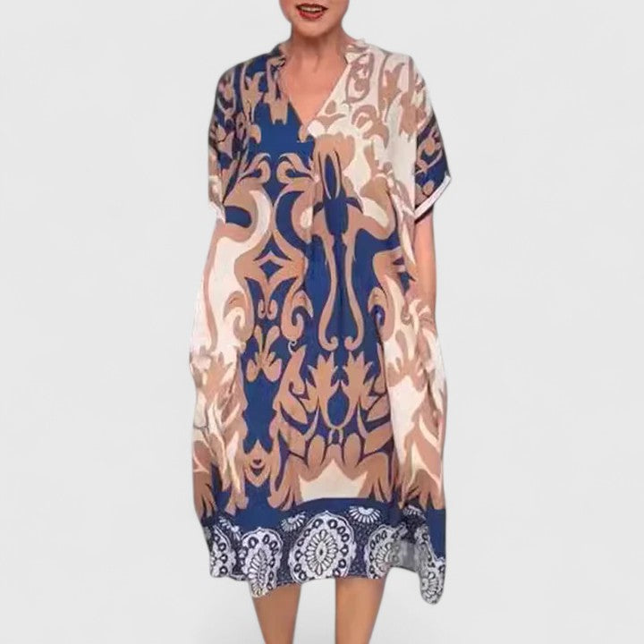 Multi-colored Carvyna™ comfortable dress by Emma & Rose Cape Town, featuring a stylish, relaxed fit and vibrant fabric design.
