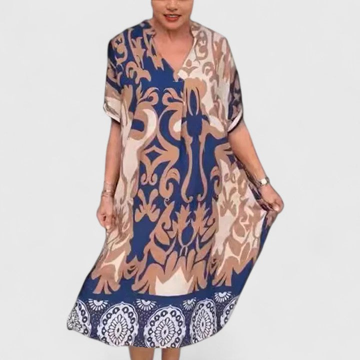Colorful Carvyna™ comfortable dress by Emma & Rose Cape Town, featuring a vibrant multicolored design and relaxed fit.