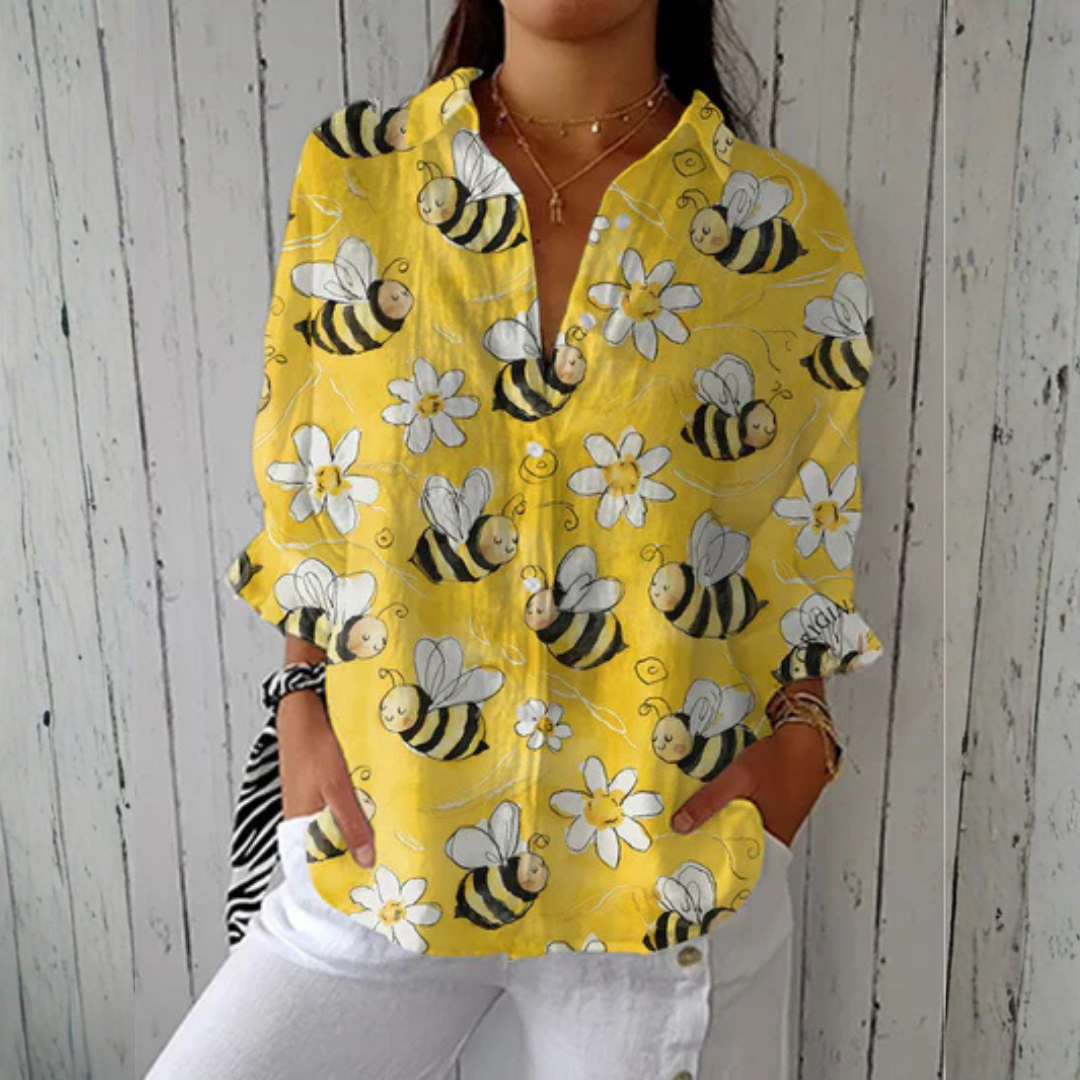 Emma & Rose Cape Town Angela™ Bee Blossom Blouse in multicolor, featuring floral pattern and lightweight fabric.