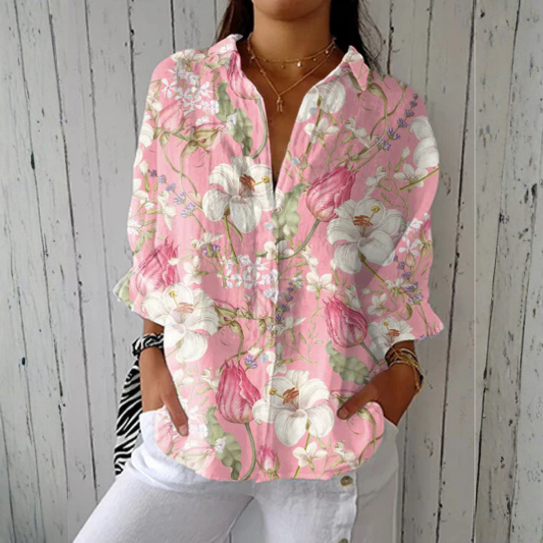 Emma & Rose Cape Town Lauren Elegant Bloom Blouse in multicolor, showcasing floral print and stylish design.