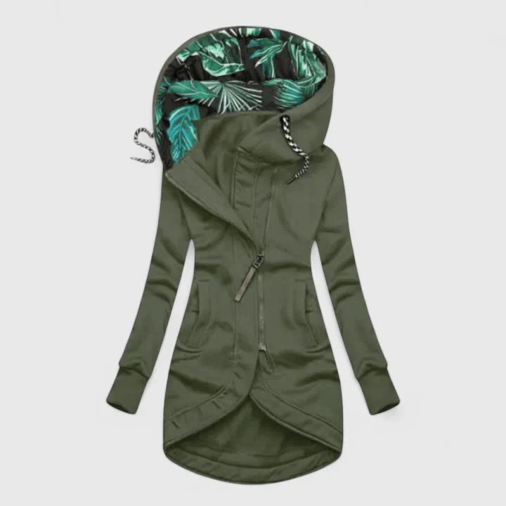 Navy blue Annalysiah™ comfortable jacket by Emma & Rose Cape Town, shown on a hanger with a relaxed fit and soft fabric.
