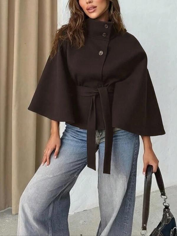 Navy blue Rosemary belted cape coat from Emma & Rose Cape Town with soft, luxurious fabrics and elegant design.