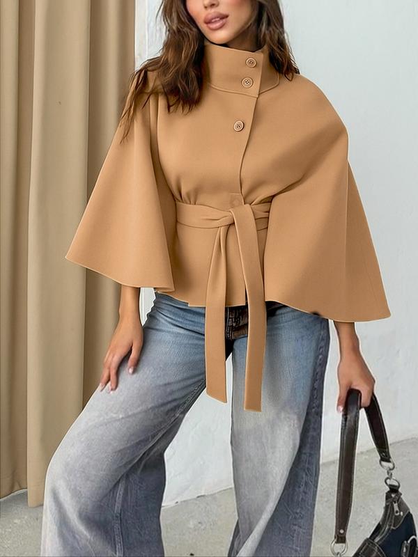 Navy blue Rosemary™ belted cape coat by Emma & Rose Cape Town, made of soft luxurious fabrics with a relaxed fit and stylish design.